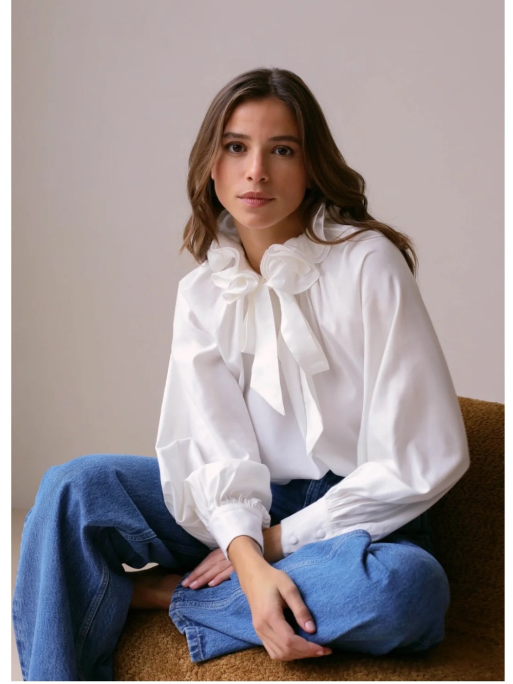 NWT Rosae Paris Le Theodore Blouse in White Sz 36